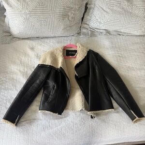 Steve Madden Black and Cream Leather Jacket